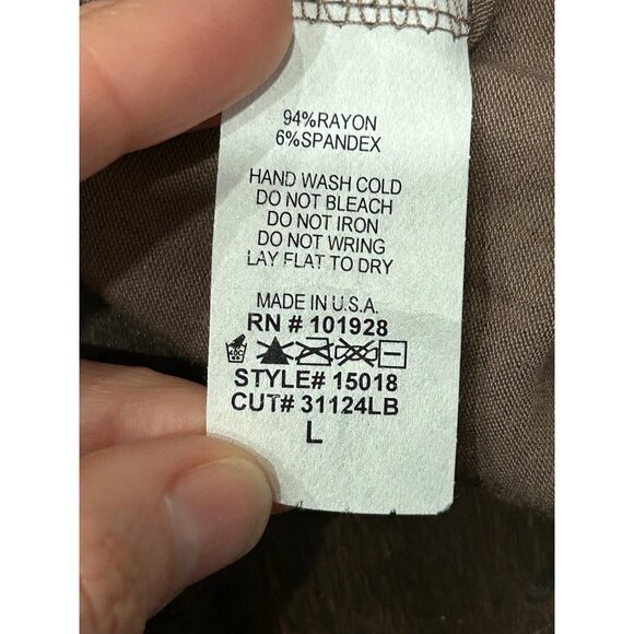 Susan Lawrence Brown Ruched Sleeve Top With Floral Accent Top Size Large - Picture 6 of 8